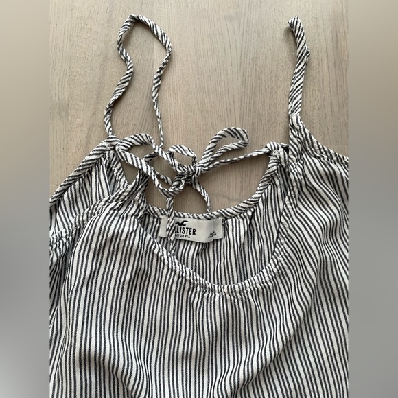 Hollister Striped Chambray Nautical Airy Crop Top with Tie and Low Back - Picture 3 of 5